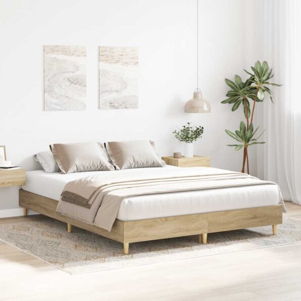 VXL8721158757012_g_en_hd_1.jpg vidaXL Posteľný rám bez matraca dub sonoma 150x200 cm kompozitné drevo – Obrázok 3