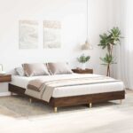 vidaXL Posteľný rám bez matraca hnedý dub 150x200 cm kompozitné drevo – Obrázok 3