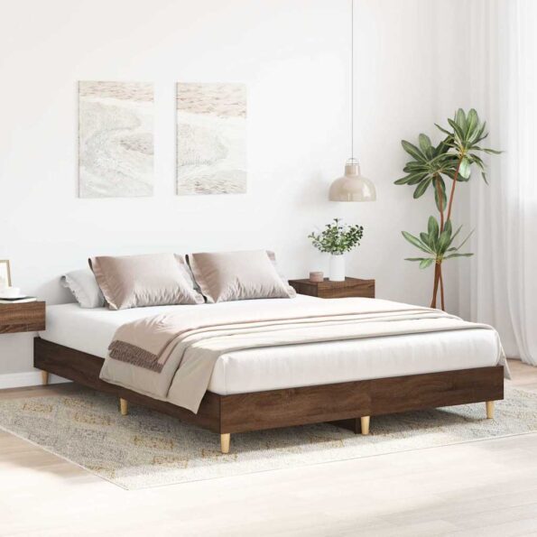 vidaXL Posteľný rám bez matraca hnedý dub 150x200 cm kompozitné drevo – Obrázok 3