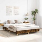 vidaXL Posteľný rám bez matraca dymový dub 140x200 cm kompozitné drevo – Obrázok 3