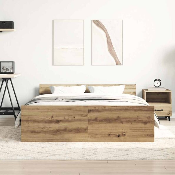 vidaXL Posteľný rám bez matraca remeselnícky dub 140x200 cm – Obrázok 3