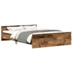 vidaXL Posteľný rám bez matraca staré drevo 120x190cm kompozitné drevo – Obrázok 2