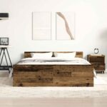 vidaXL Posteľný rám bez matraca staré drevo 120x190cm kompozitné drevo – Obrázok 3