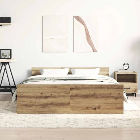 vidaXL Posteľný rám bez matraca remeselnícky dub 120x190 cm – Obrázok 3