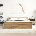 vidaXL Posteľný rám bez matraca remeselnícky dub 140x190 cm – Obrázok 3