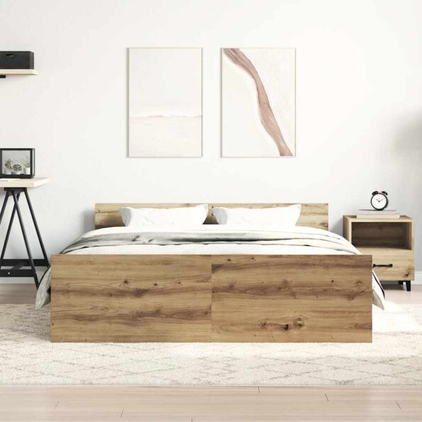 vidaXL Posteľný rám bez matraca remeselnícky dub 140x190 cm – Obrázok 3