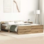 vidaXL Posteľný rám bez matraca remeselnícky dub 140x190 cm