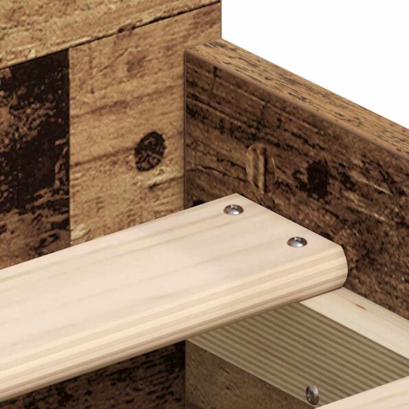 vidaXL Posteľný rám bez matraca staré drevo 100x200cm kompozitné drevo – Obrázok 9