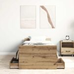 vidaXL Posteľný rám bez matraca remeselnícky dub 90x190 cm – Obrázok 3