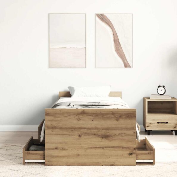 vidaXL Posteľný rám bez matraca remeselnícky dub 90x190 cm – Obrázok 3