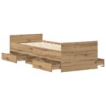 vidaXL Posteľný rám bez matraca remeselnícky dub 90x190 cm – Obrázok 5