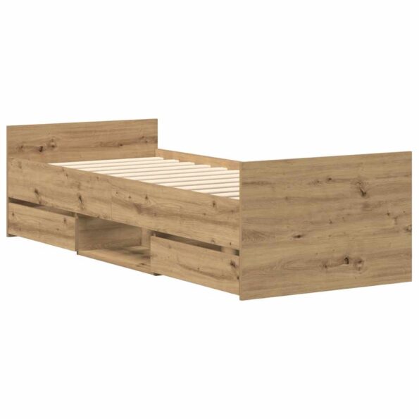 vidaXL Posteľný rám bez matraca remeselnícky dub 90x190 cm – Obrázok 8