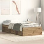 vidaXL Posteľný rám bez matraca remeselnícky dub 100x200 cm