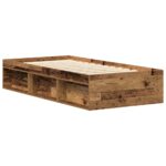 vidaXL Posteľný rám bez matraca staré drevo 90x190cm kompozitné drevo – Obrázok 7