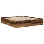 vidaXL Posteľný rám bez matraca staré drevo 200x200cm kompozitné drevo – Obrázok 4