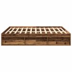 vidaXL Posteľný rám bez matraca staré drevo 200x200cm kompozitné drevo – Obrázok 6