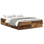 vidaXL Posteľný rám bez matraca staré drevo 140x190cm kompozitné drevo – Obrázok 2