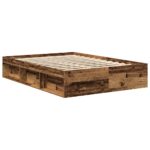 vidaXL Posteľný rám bez matraca staré drevo 140x190cm kompozitné drevo – Obrázok 4