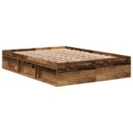 vidaXL Posteľný rám bez matraca staré drevo 140x190cm kompozitné drevo – Obrázok 7