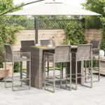 VidaXL 7-dielna sada záhradných barov bez vankúšikov sivá polyratanová – Obrázok 3