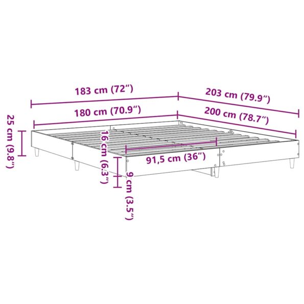 vidaXL Posteľný rám bez matraca biela 180x200cm kompozitné drevo – Obrázok 10