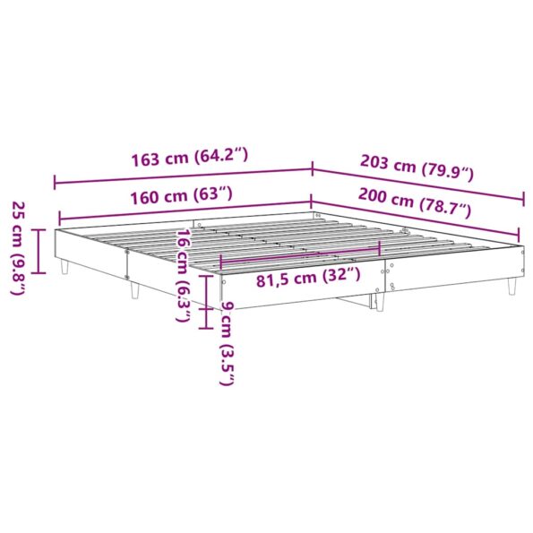 vidaXL Posteľný rám bez matraca Čierna 160x200 cm kompozitné drevo – Obrázok 10
