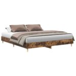 vidaXL Posteľný rám bez matraca dymový dub 160x200 cm kompozitné drevo – Obrázok 2