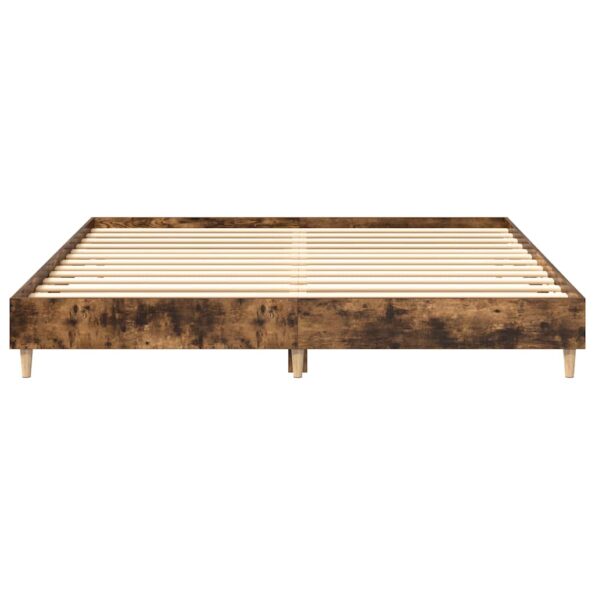 vidaXL Posteľný rám bez matraca dymový dub 160x200 cm kompozitné drevo – Obrázok 5