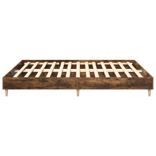 vidaXL Posteľný rám bez matraca dymový dub 160x200 cm kompozitné drevo – Obrázok 6