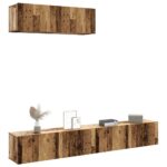 vidaXL 3-dielna súprava TV skrinky na stenu Old Wood 100x30x30 cm