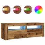 vidaXL Nočné skrinky 2 ks s LED diódami Staré drevo 60x35x40 cm – Obrázok 2
