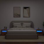 vidaXL Nočné skrinky 2 ks s LED diódami Staré drevo 60x35x40 cm – Obrázok 5