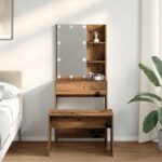 VidaXL súprava toaletného stolíka s LED diódou Old Wood – Obrázok 3