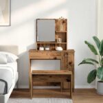 VidaXL súprava toaletného stolíka Old Wood Engineered Wood – Obrázok 3