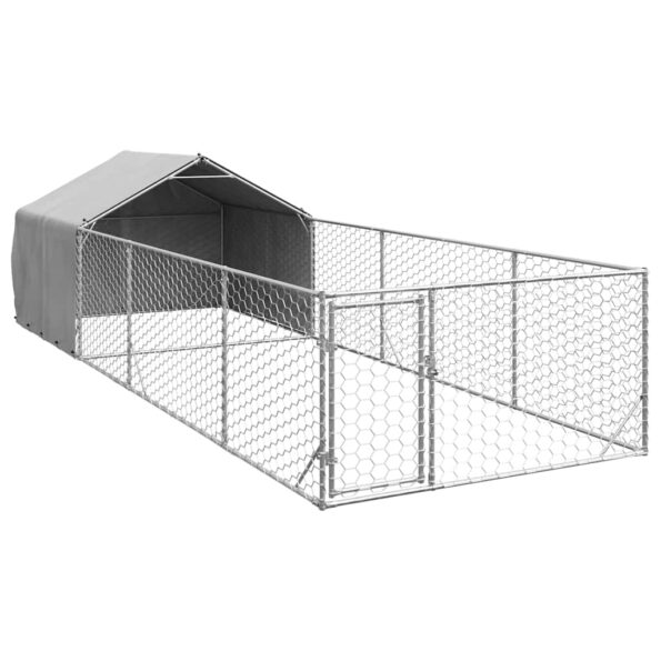 VXL8721158761590_a_en_hd_1.jpg vidaXL Vonkajšia búda pre psov s výbehom, 6x2x1,5 m, pozinkovaná oceľ – Obrázok 2