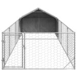 vidaXL Vonkajšia búda pre psov s výbehom, 6x2x1,5 m, pozinkovaná oceľ – Obrázok 3