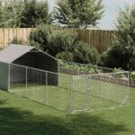 vidaXL Vonkajšia búda pre psov s výbehom, 6x2x1,5 m, pozinkovaná oceľ
