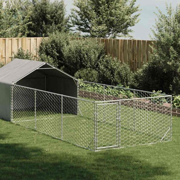VXL8721158761590_m_en_hd_1.jpg vidaXL Vonkajšia búda pre psov s výbehom, 6x2x1,5 m, pozinkovaná oceľ – Obrázok 1