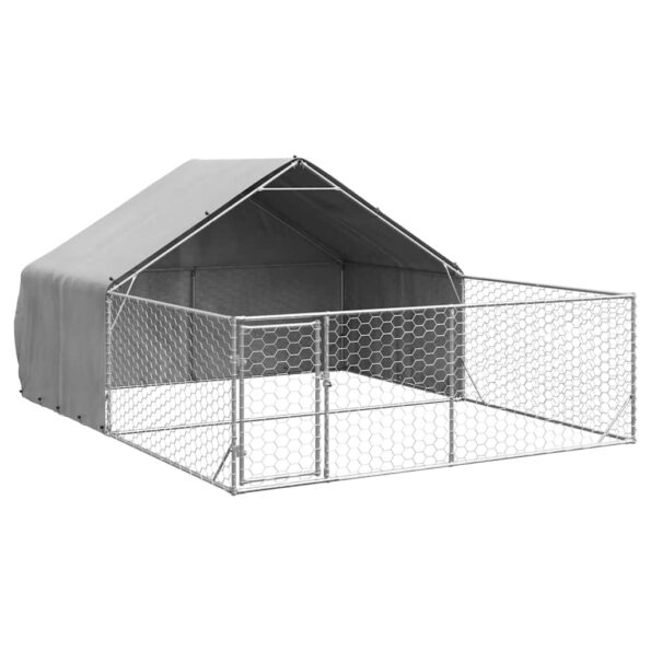 VXL8721158761644_a_en_hd_1.jpg vidaXL Vonkajšia búda pre psov s výbehom, 5x3x1,9 m, pozinkovaná oceľ – Obrázok 2