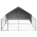 vidaXL Vonkajšia búda pre psov s výbehom, 5x3x1,9 m, pozinkovaná oceľ – Obrázok 3