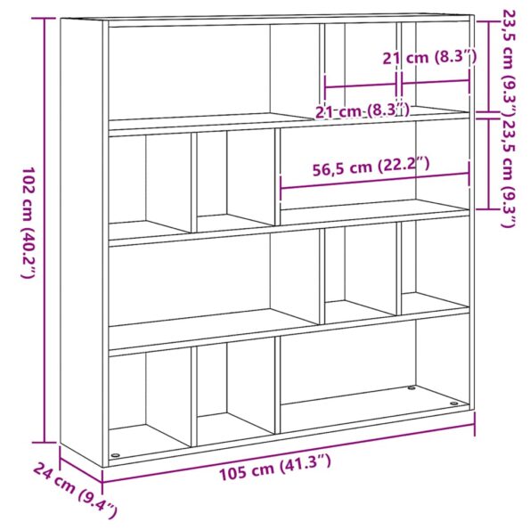 vidaXL Knižnica/deliaca stena čierna dub 105x24x102 cm – Obrázok 10