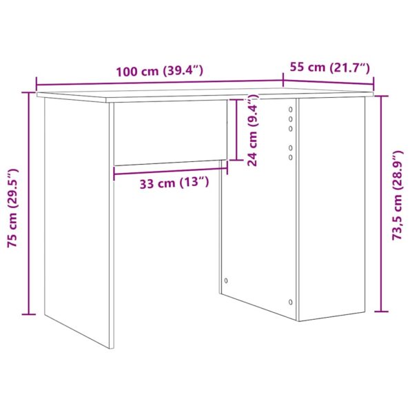 vidaXL Stôl čierny dub 100x55x75 cm spracované drevo – Obrázok 11