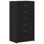 vidaXL Komoda so 6 zásuvkami, čierna dub 50x34x96 cm, kompozitné drevo – Obrázok 2