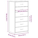 vidaXL Komoda so 6 zásuvkami, čierna dub 50x34x96 cm, kompozitné drevo – Obrázok 12