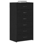 vidaXL Komoda so 6 zásuvkami, čierna dub 50x34x96 cm, kompozitné drevo – Obrázok 4