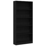 vidaXL Knižnica čierna dub 80x24x176x106 cm kompozitné drevo – Obrázok 2