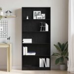 vidaXL Knižnica čierna dub 80x24x176x106 cm kompozitné drevo – Obrázok 3