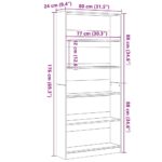 vidaXL Knižnica čierna dub 80x24x176x106 cm kompozitné drevo – Obrázok 9