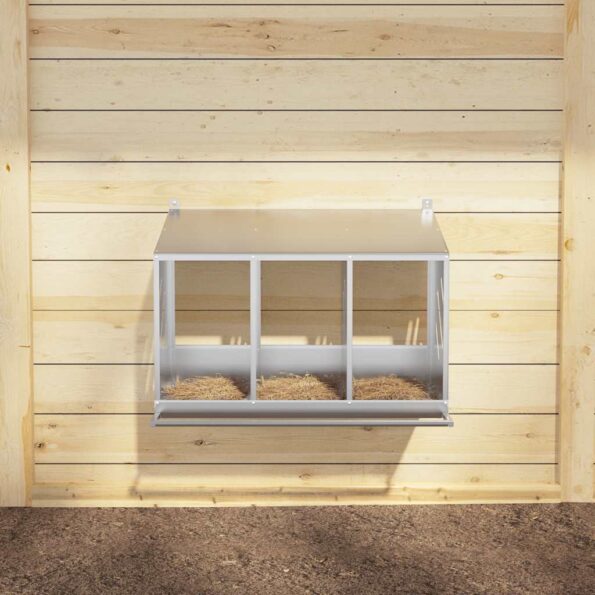 VidaXL Hniezdo pre kurčatá s 3 priehradkami, strieborný kov – Obrázok 3