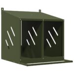 vidaXL Hniezdo pre kurčatá s 2 priehradkami, olivovo zelený kov – Obrázok 2